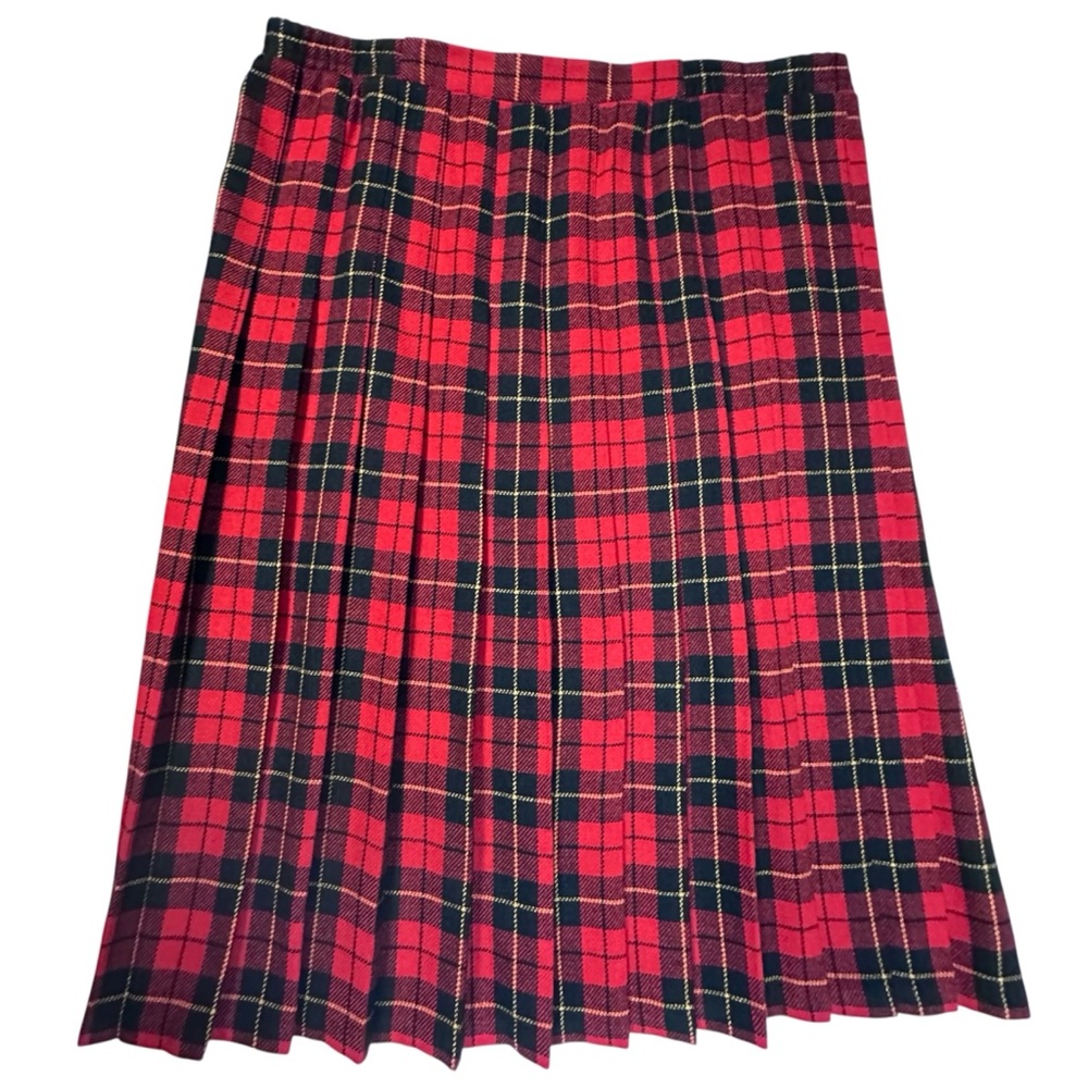 Vintage 90s Alfred Dunner Red Tartan Plaid Pleated Skirt Size 12 Petite